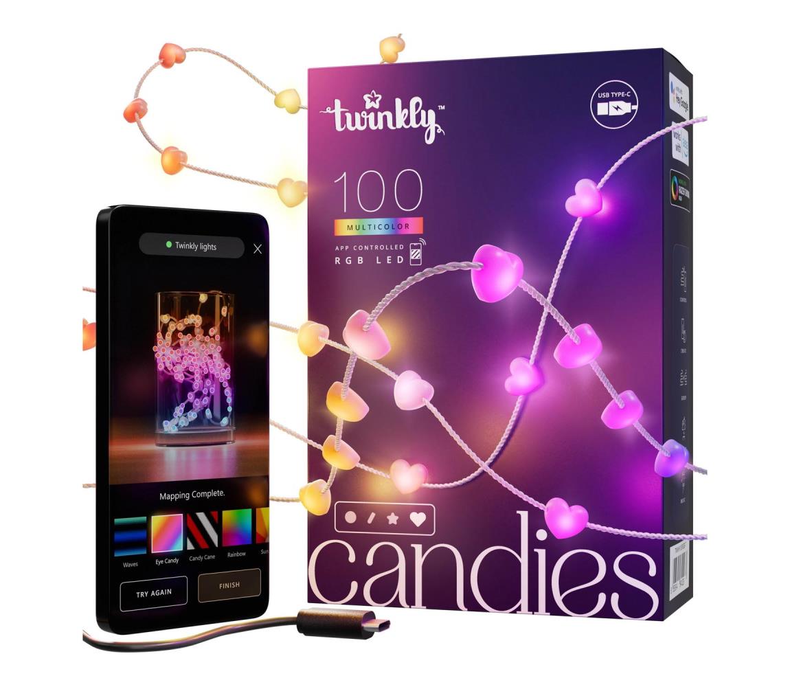 Twinkly TWKH100RGB-T - LED RGB Ściemnialny łańcuch bożonarodzeniowy 100xLED 8 m USB Wi-Fi