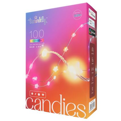 Twinkly - LED RGB Ściemnialny łańcuch bożonarodzeniowy CANDIES 100xLED 8 m USB Wi-Fi