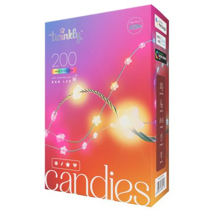 Twinkly - ściemnialny łańcuch świetlny LED RGB CANDIES, 200 diod LED, 14 m, USB, Wi-Fi