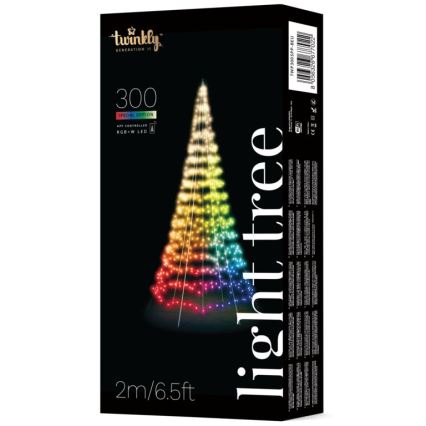 Twinkly - LED RGBW ściemnialna zewnętrzna choinka LIGHT TREE 300xLED 2m IP44 Wi-Fi