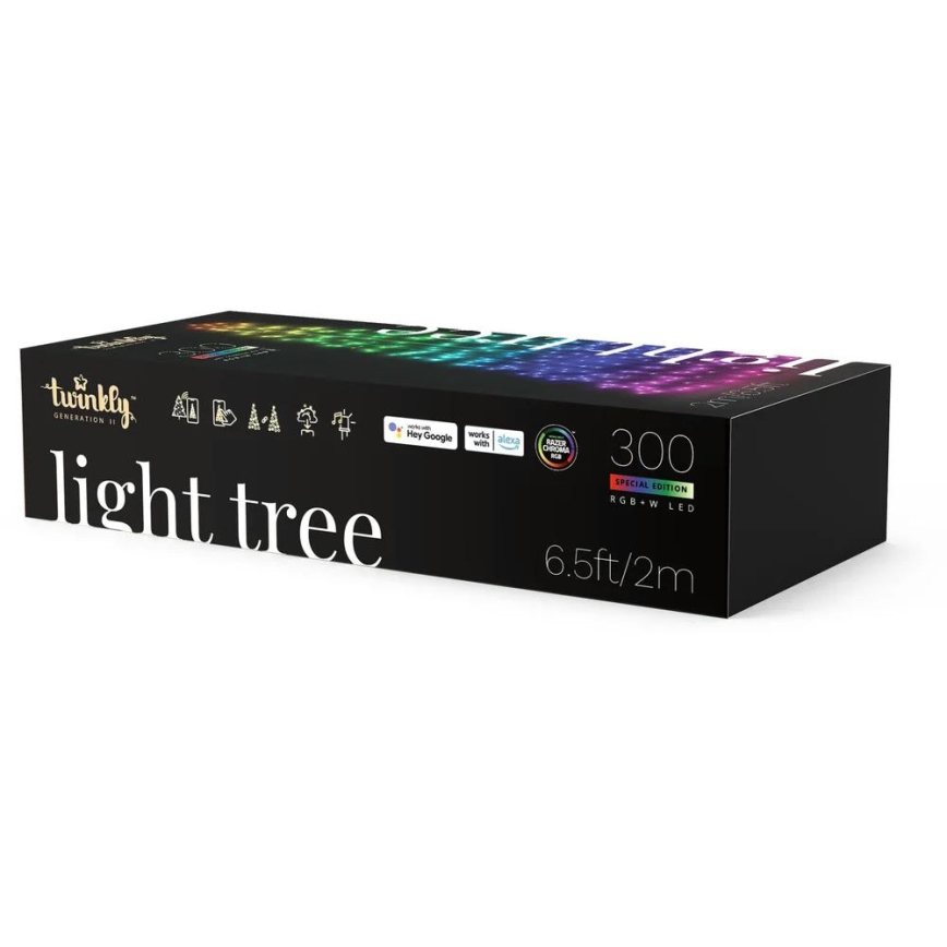 Twinkly - LED RGBW ściemnialna zewnętrzna choinka LIGHT TREE 300xLED 2m IP44 Wi-Fi