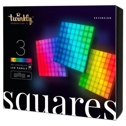 Twinkly - ZESTAW 3xLED RGB Ściemnialny panel SQUARES 64xLED 16x16 cm Wi-Fi