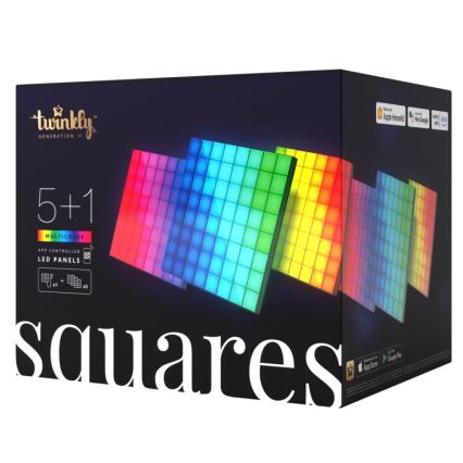 Twinkly - ZESTAW 6xLED RGB Ściemnialny panel SQUARES 64xLED 16x16 cm Wi-Fi