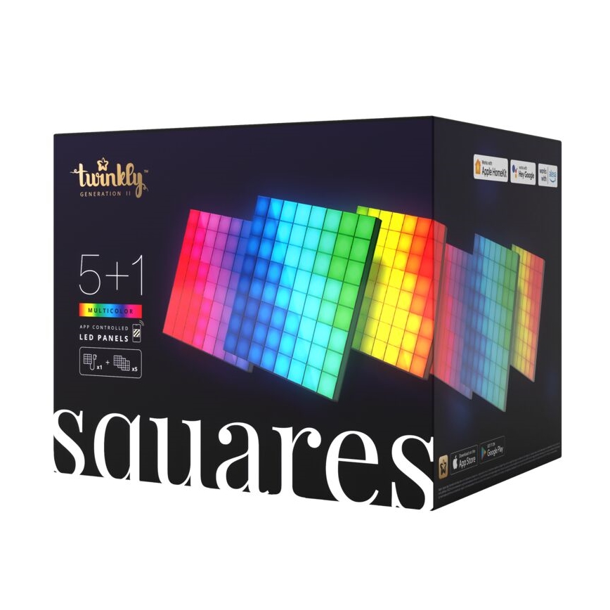 Twinkly - ZESTAW 6xLED RGB Ściemnialny panel SQUARES 64xLED 16x16 cm Wi-Fi