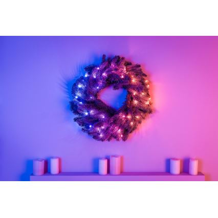 Twinkly - LED RGB Ściemnialny wieniec bożonarodzeniowy PRE-LIT WREATH 50xLED śr. 61cm Wi-Fi