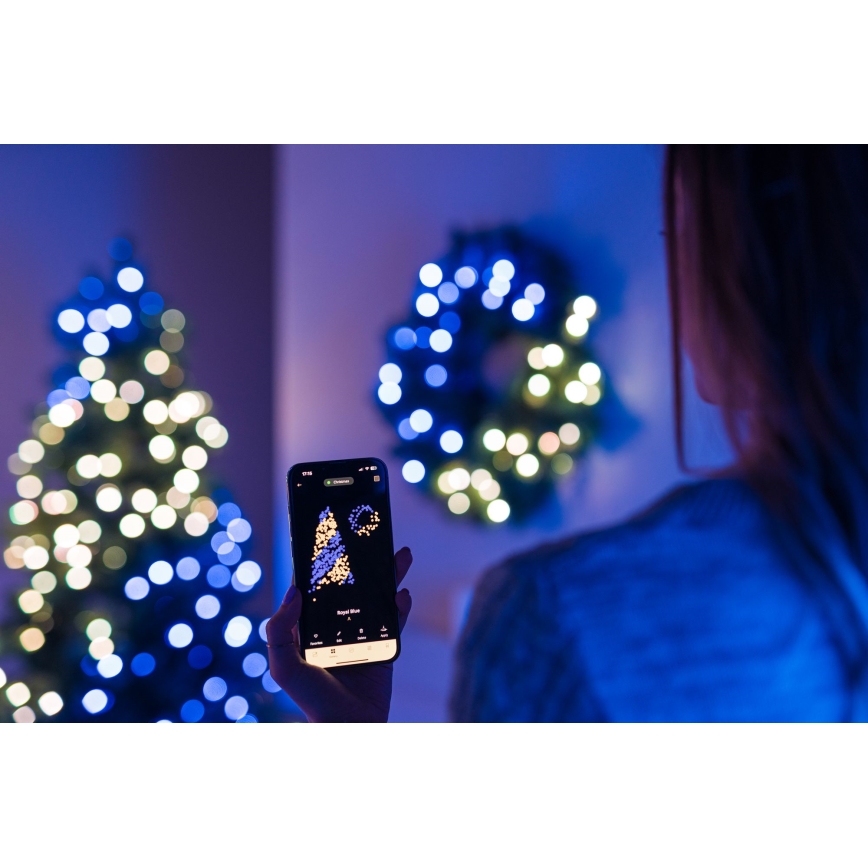 Twinkly - LED RGB Ściemnialny wieniec bożonarodzeniowy PRE-LIT WREATH 50xLED śr. 61cm Wi-Fi