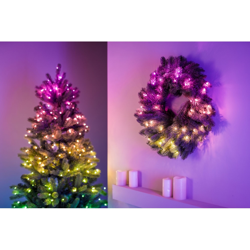 Twinkly - LED RGB Ściemnialny wieniec bożonarodzeniowy PRE-LIT WREATH 50xLED śr. 61cm Wi-Fi