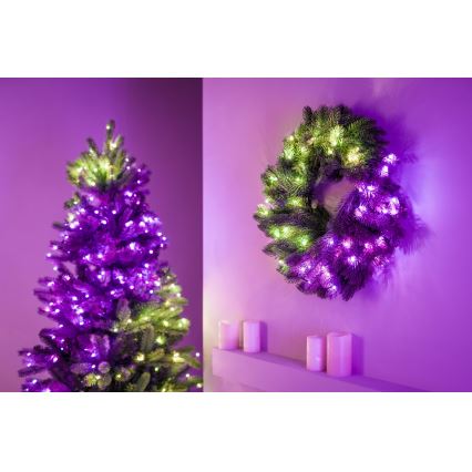 Twinkly - LED RGB Ściemnialny wieniec bożonarodzeniowy PRE-LIT WREATH 50xLED śr. 61cm Wi-Fi