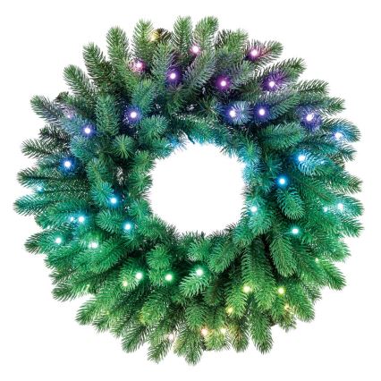 Twinkly - LED RGB Ściemnialny wieniec bożonarodzeniowy PRE-LIT WREATH 50xLED śr. 61cm Wi-Fi