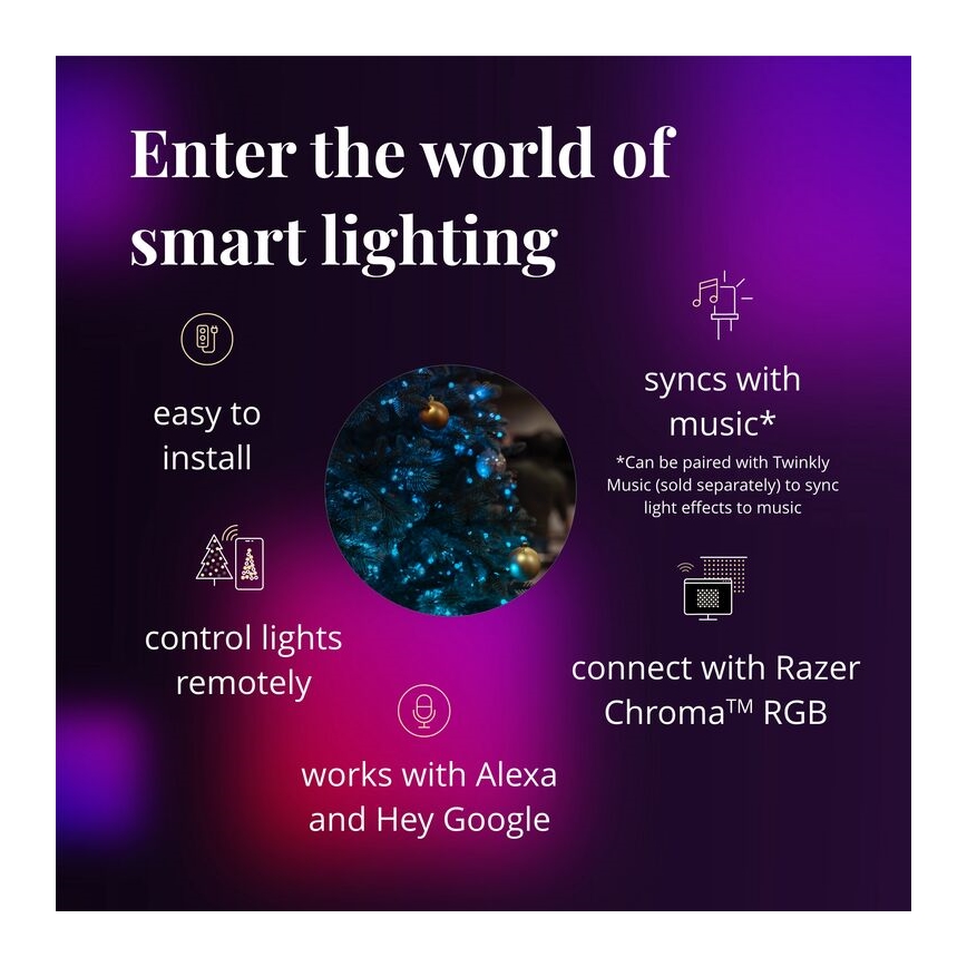 Twinkly - LED RGB Ściemnialny wieniec bożonarodzeniowy PRE-LIT WREATH 50xLED śr. 61cm Wi-Fi