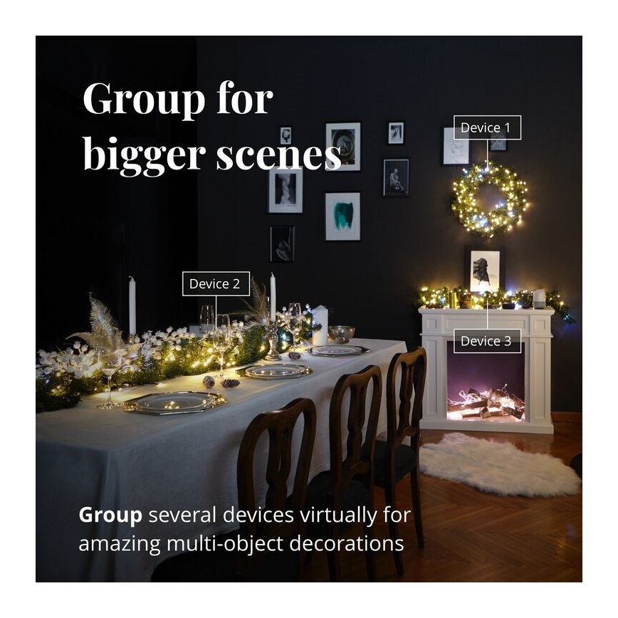 Twinkly - LED RGB Ściemnialny wieniec bożonarodzeniowy PRE-LIT WREATH 50xLED śr. 61cm Wi-Fi