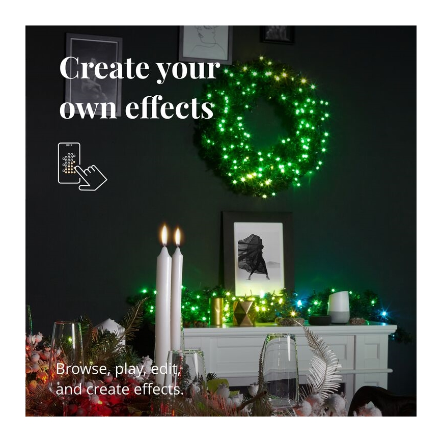 Twinkly - LED RGB Ściemnialny wieniec bożonarodzeniowy PRE-LIT WREATH 50xLED śr. 61cm Wi-Fi