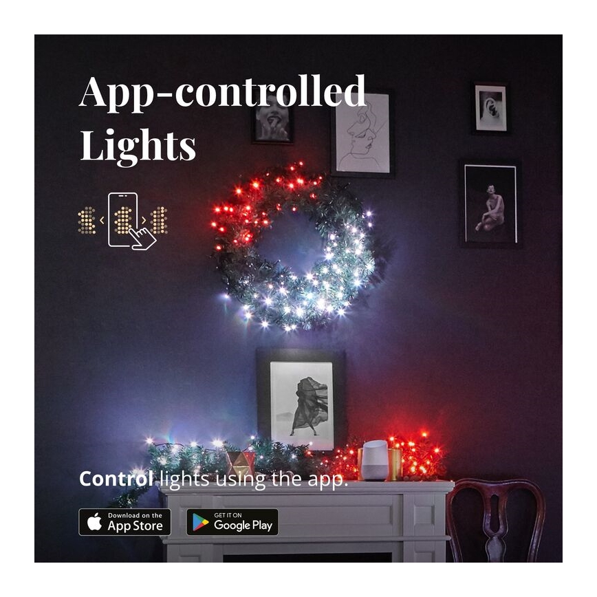 Twinkly - LED RGB Ściemnialny wieniec bożonarodzeniowy PRE-LIT WREATH 50xLED śr. 61cm Wi-Fi