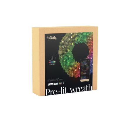 Twinkly - LED RGB Ściemnialny wieniec bożonarodzeniowy PRE-LIT WREATH 50xLED śr. 61cm Wi-Fi