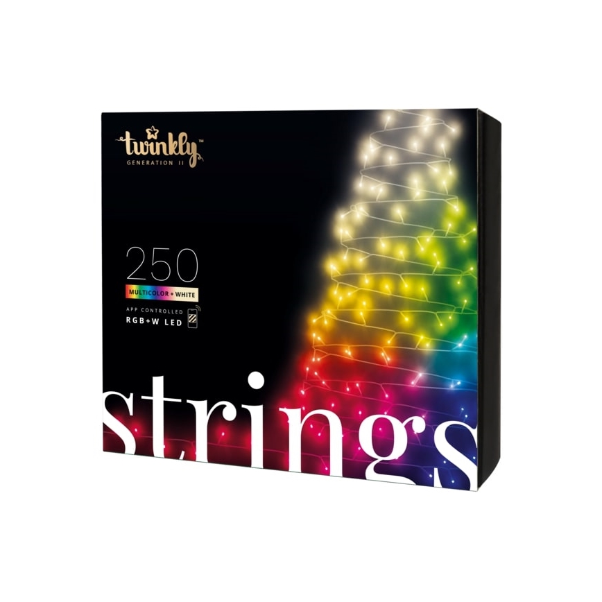 Twinkly - LED RGBW ściemnialny zewnętrzny łańcuch świąteczny STRINGS 250xLED 23,5m IP44 Wi-Fi