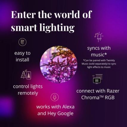 Twinkly - LED RGBW Ściemnialny zewnętrzny łańcuch bożonarodzeniowy STRINGS 250xLED 23,5m IP44 Wi-Fi