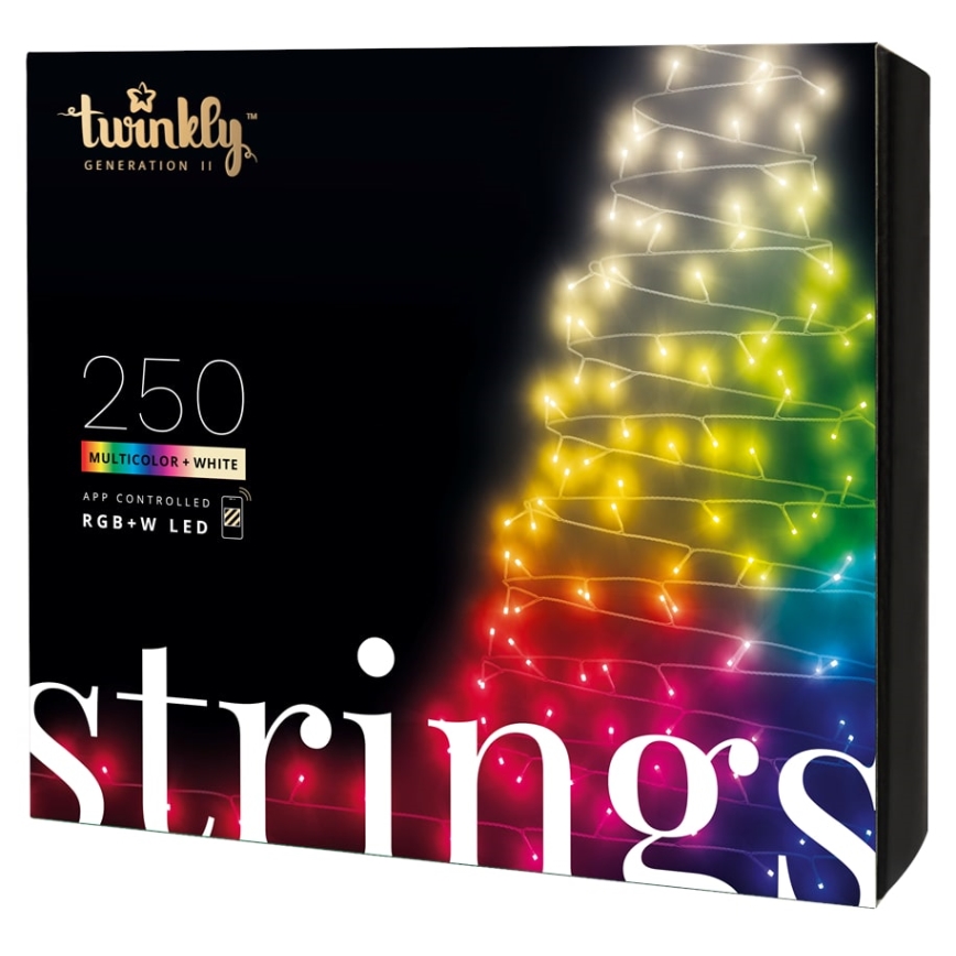 Twinkly - LED RGBW Ściemnialny zewnętrzny łańcuch bożonarodzeniowy STRINGS 250xLED 23,5m IP44 Wi-Fi
