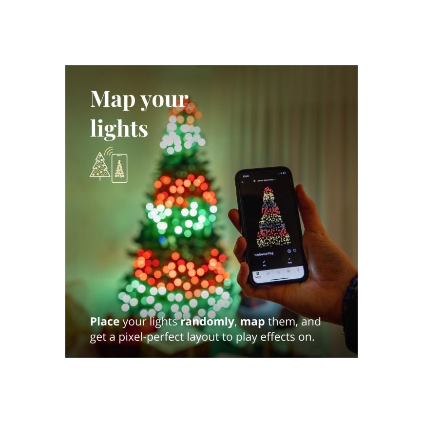 Twinkly - ściemnialna girlanda zewnętrzna LED RGBW STRINGS, 250 diod LED, 23,5 m, IP44, Wi-Fi