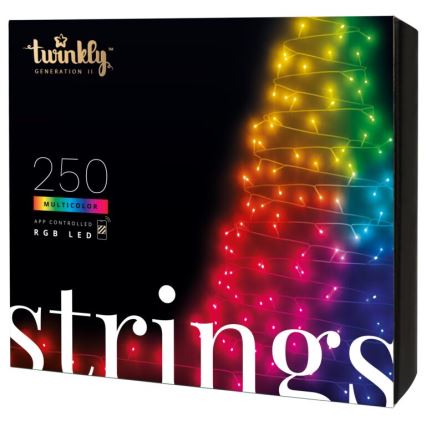 Twinkly - LED RGB Ściemnialny zewnętrzny łańcuch bożonarodzeniowy STRINGS 250xLED 23,5m IP44 Wi-Fi