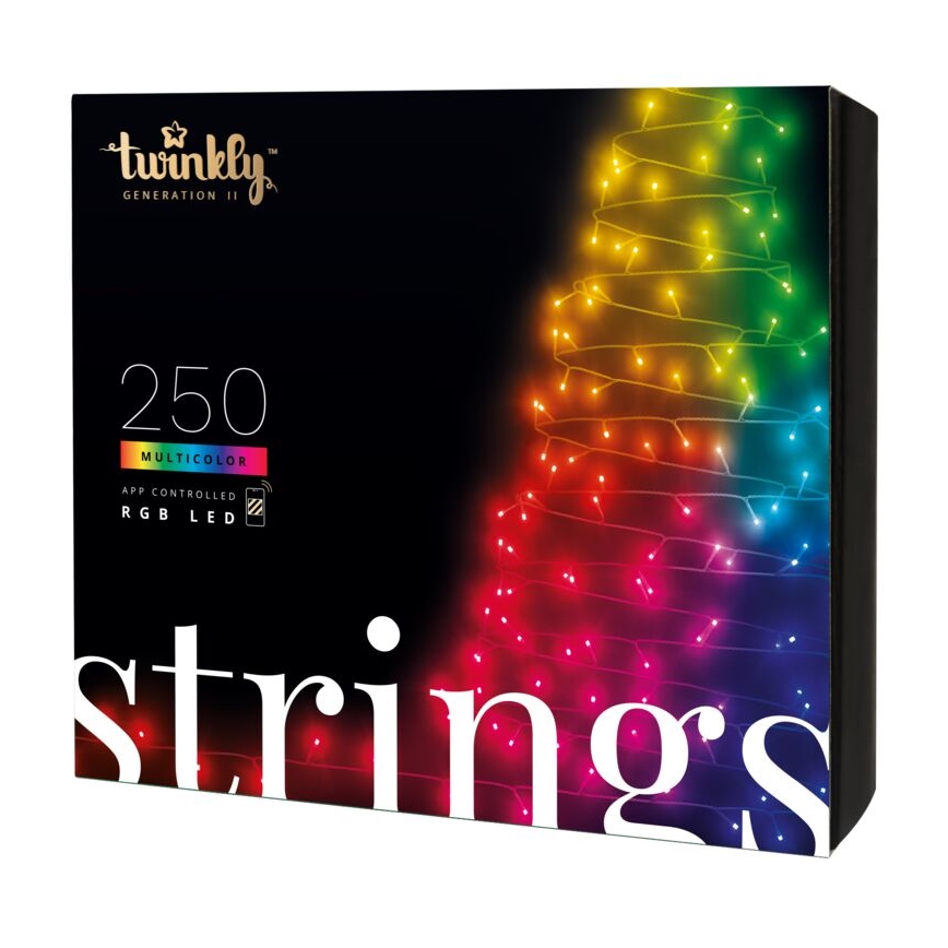 Twinkly - LED RGB Ściemnialny zewnętrzny łańcuch bożonarodzeniowy STRINGS 250xLED 23,5m IP44 Wi-Fi