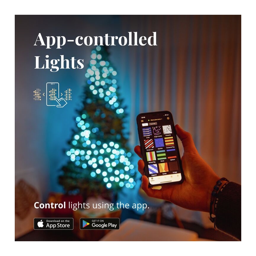 Twinkly - ściemnialna zewnętrzna girlanda LED RGB STRINGS, 250 diod LED, 23,5 m, IP44, Wi‑Fi