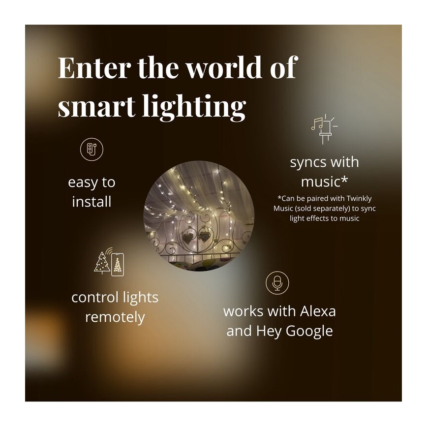 Twinkly - LED Ściemnialny zewnętrzny łańcuch bożonarodzeniowy STRINGS 400xLED 35,5m IP44 Wi-Fi