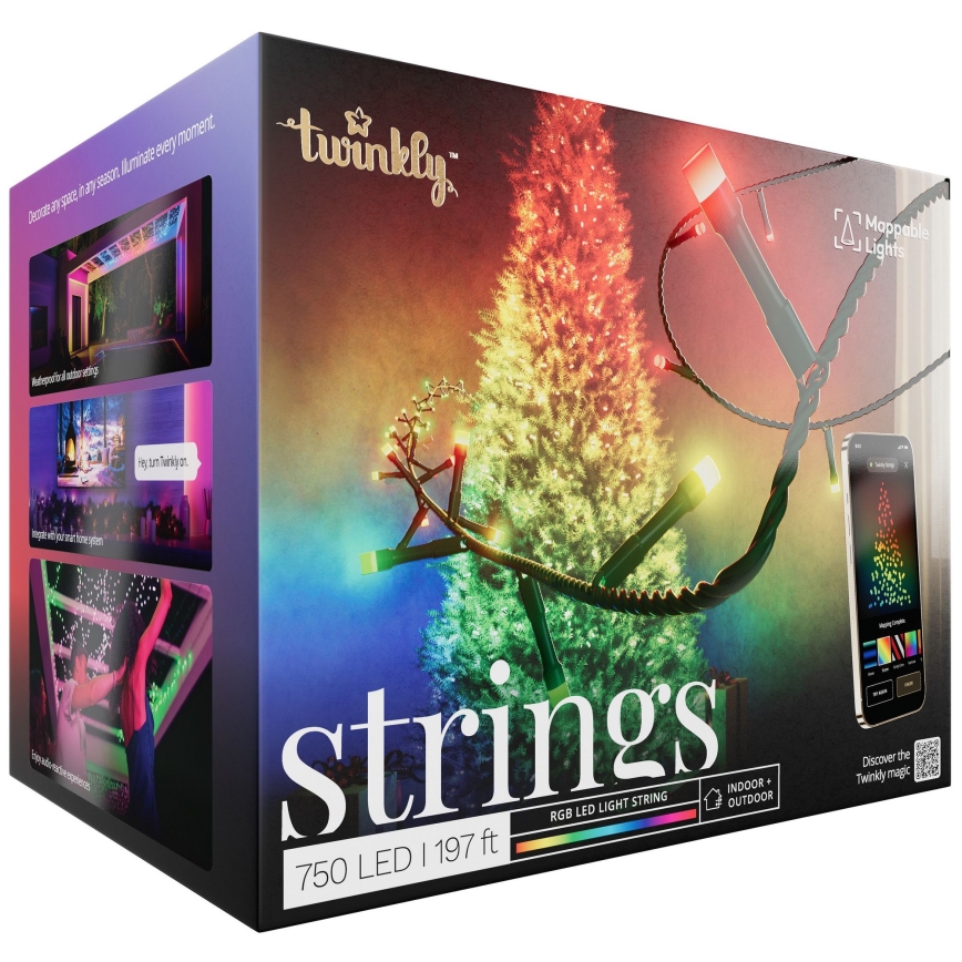 Twinkly - LED RGB Ściemnialny zewnętrzny Łańcuch świąteczny STRINGS 750xLED 63,5m IP44 Wi-Fi
