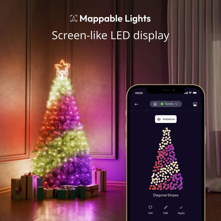 Twinkly - LED RGB Ściemnialna vánoční Gwiazda TREE TOPPER 76xLED USB Wi-Fi