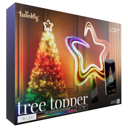 Twinkly - LED RGB Ściemnialna vánoční Gwiazda TREE TOPPER 76xLED USB Wi-Fi