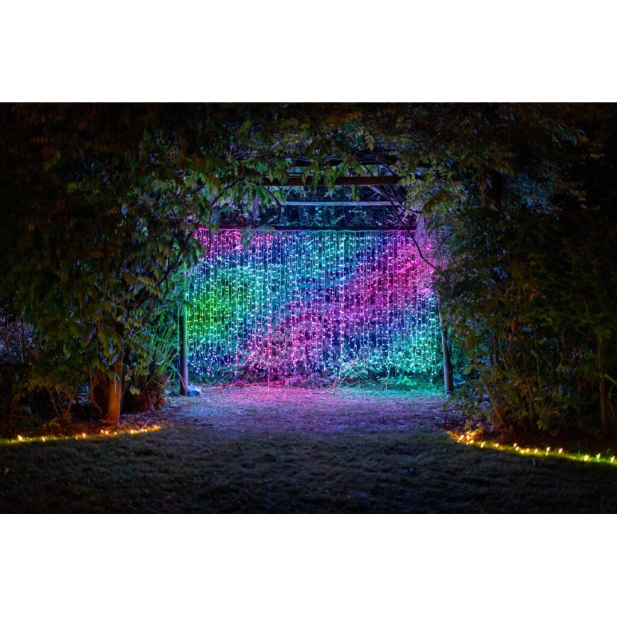 Twinkly - LED RGBW Ściemnialna zewnętrzna kurtyna bożonarodzeniowa CURTAIN 210xLED 6,1m IP44 Wi-Fi