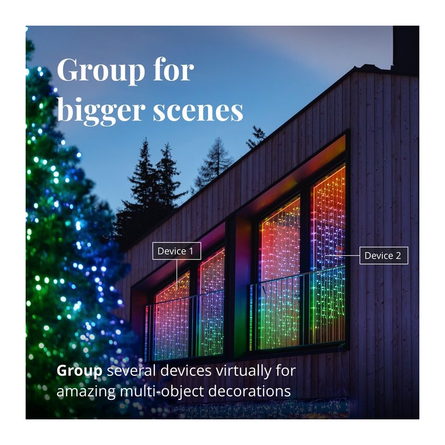 Twinkly - LED RGBW Ściemnialna zewnętrzna kurtyna bożonarodzeniowa CURTAIN 210xLED 6,1m IP44 Wi-Fi