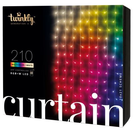 Twinkly - LED RGBW Ściemnialna zewnętrzna kurtyna bożonarodzeniowa CURTAIN 210xLED 6,1m IP44 Wi-Fi