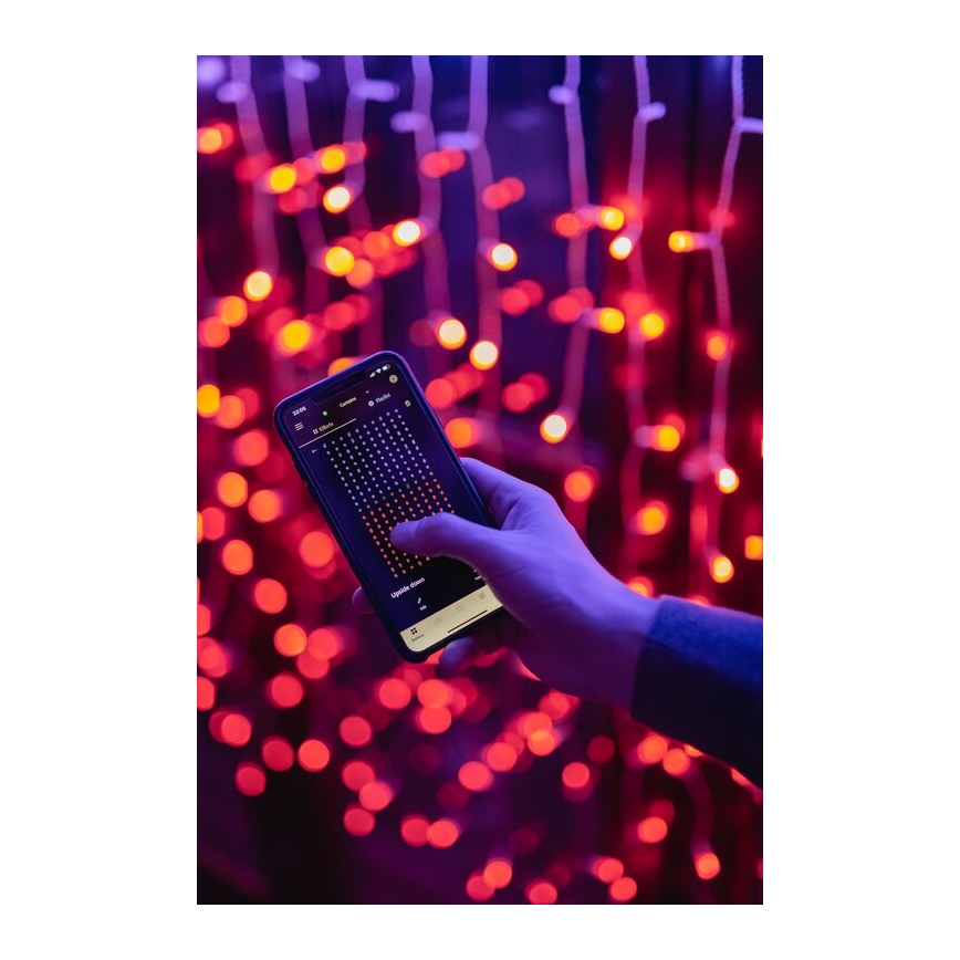 Twinkly - Zewnętrzny świąteczny kurtynowy ściemnialny LED RGBW 210xLED 6,1m IP44 Wi-Fi