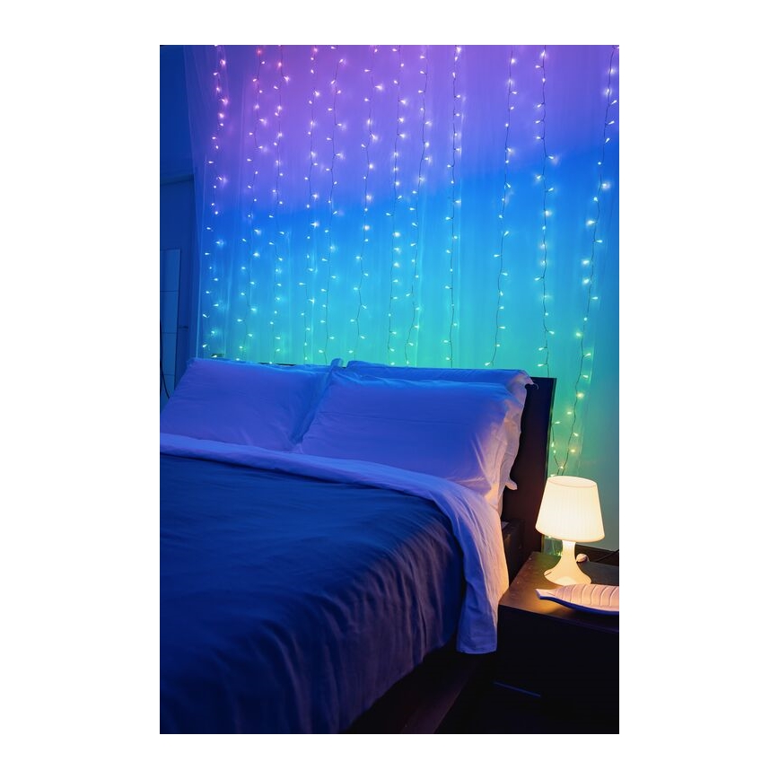 Twinkly - Zewnętrzny świąteczny kurtynowy ściemnialny LED RGBW 210xLED 6,1m IP44 Wi-Fi
