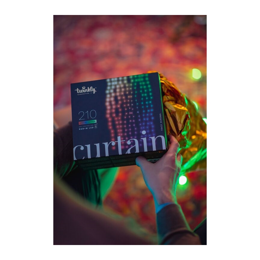 Twinkly - Zewnętrzny świąteczny kurtynowy ściemnialny LED RGBW 210xLED 6,1m IP44 Wi-Fi