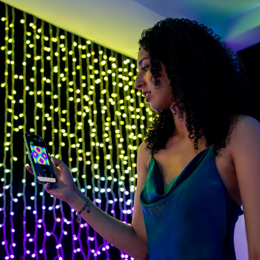 Twinkly - Zewnętrzny świąteczny kurtynowy ściemnialny LED RGBW 400xLED 6 m IP44 Wi-Fi