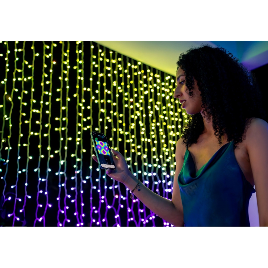 Twinkly - Zewnętrzny świąteczny kurtynowy ściemnialny LED RGBW 400xLED 6 m IP44 Wi-Fi