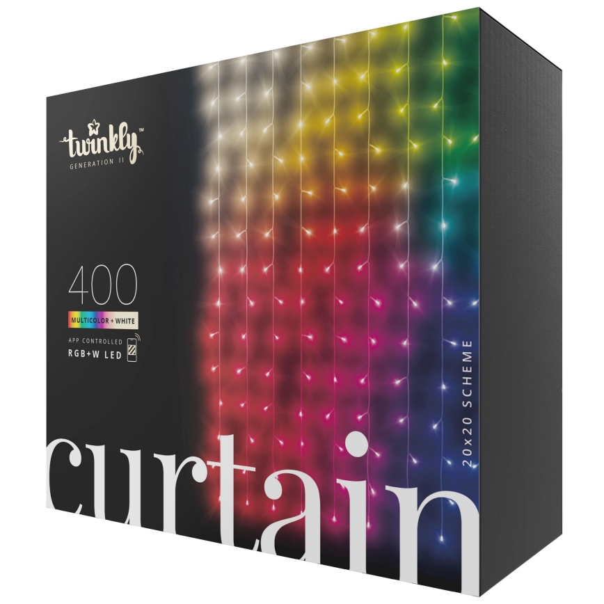 Twinkly -  LED RGBW Ściemnialna zewnętrzna świąteczna zasłona CURTAIN 400xLED 6 m IP44 Wi-Fi