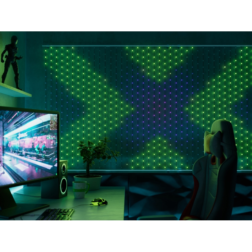Twinkly - LED RGB Ściemnialna świąteczna zasłona MATRIX 480xLED 1x1 m Wi-Fi