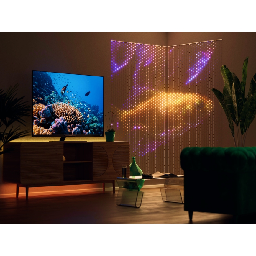 Twinkly - LED RGB Ściemnialna świąteczna zasłona MATRIX 480xLED 1x1 m Wi-Fi