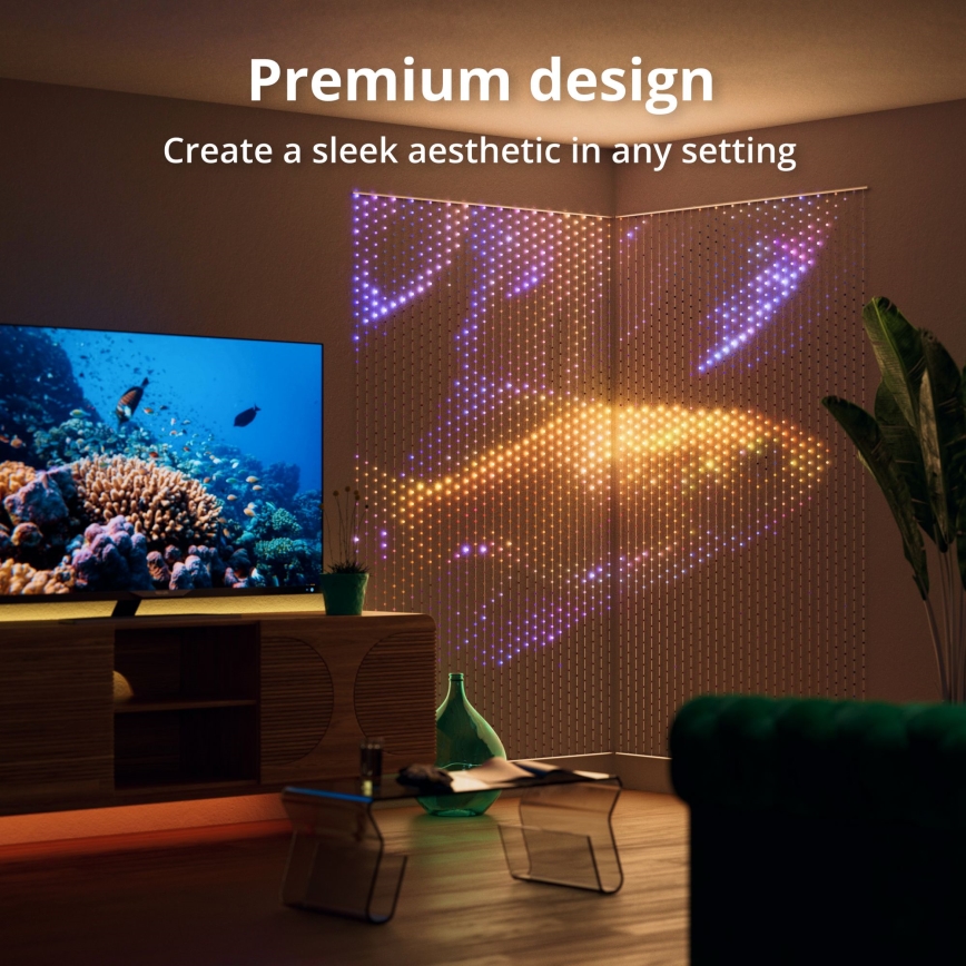 Twinkly - LED RGB Ściemnialna świąteczna zasłona MATRIX 480xLED 1x1 m Wi-Fi