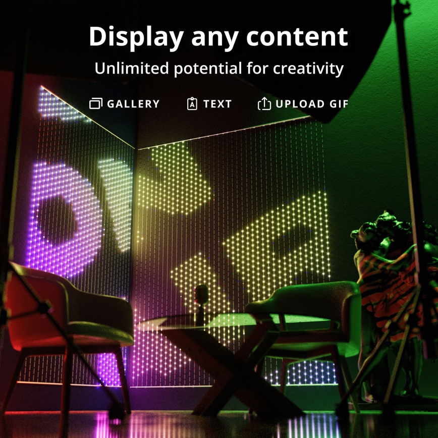 Twinkly - LED RGB Ściemnialna świąteczna zasłona MATRIX 480xLED 1x1 m Wi-Fi
