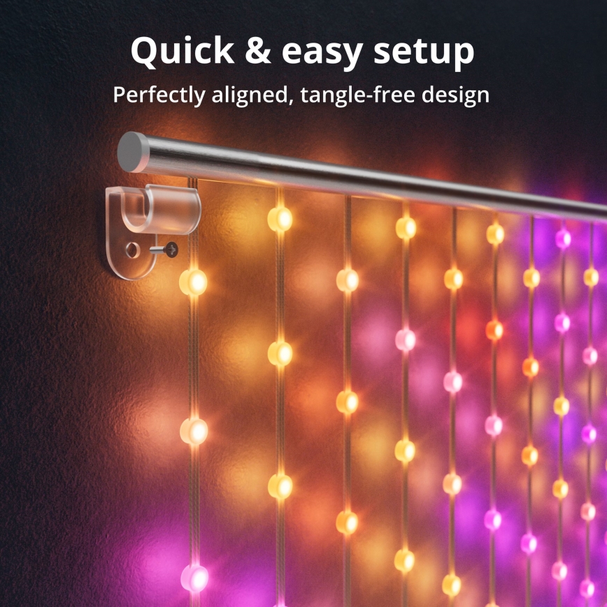 Twinkly - LED RGB Ściemnialna świąteczna zasłona MATRIX 480xLED 1x1 m Wi-Fi