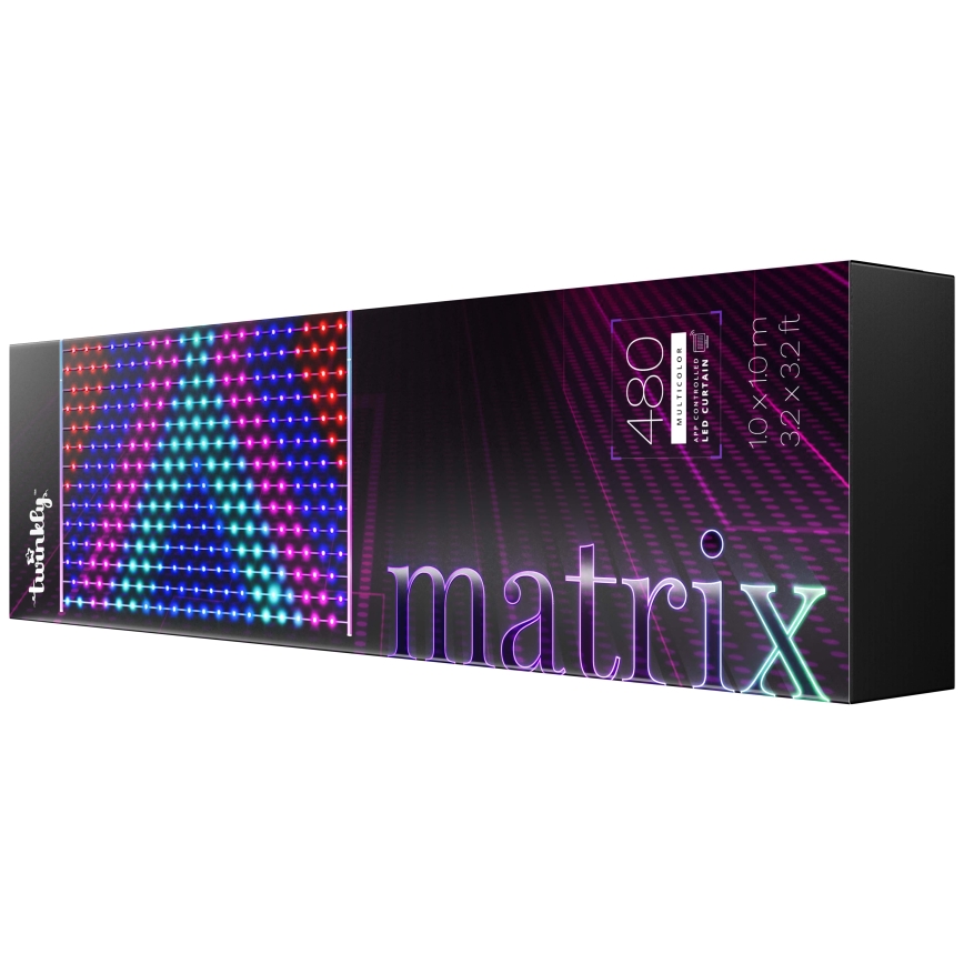 Twinkly - LED RGB Ściemnialna świąteczna zasłona MATRIX 480xLED 1x1 m Wi-Fi