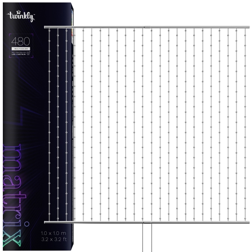 Twinkly - LED RGB Ściemnialna świąteczna zasłona MATRIX 480xLED 1x1 m Wi-Fi