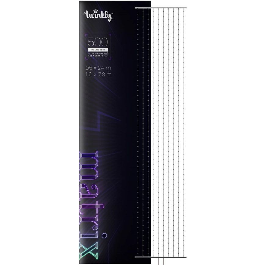 Twinkly - LED RGB Ściemnialna zasłona bożonarodzeniowa MATRIX 500xLED 0,5x2,4 m Wi-Fi