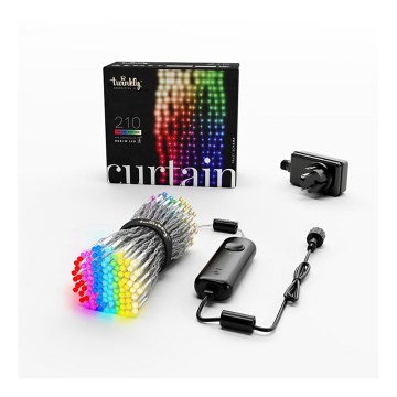 Twinkly - Zewnętrzny świąteczny kurtynowy ściemnialny LED RGBW 210xLED 6,1m IP44 Wi-Fi