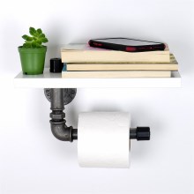 Uchwyt na papier toaletowy z półką BORURAF 12x40 cm biały/szary