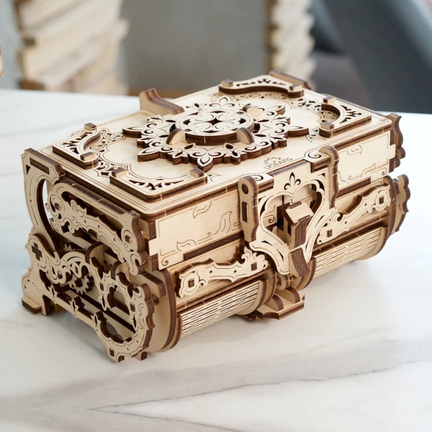 Ugears - 3D drewniane puzzle mechaniczne Starodawna szkatułka na biżuterię