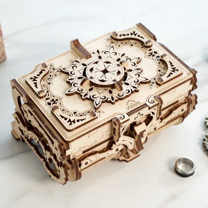 Ugears - 3D drewniane puzzle mechaniczne Starodawna szkatułka na biżuterię